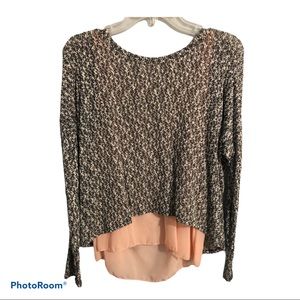 Rue21 Black/White Knit Sweater with pink underlay